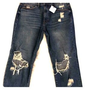 Distressed boyfriend denim jeans